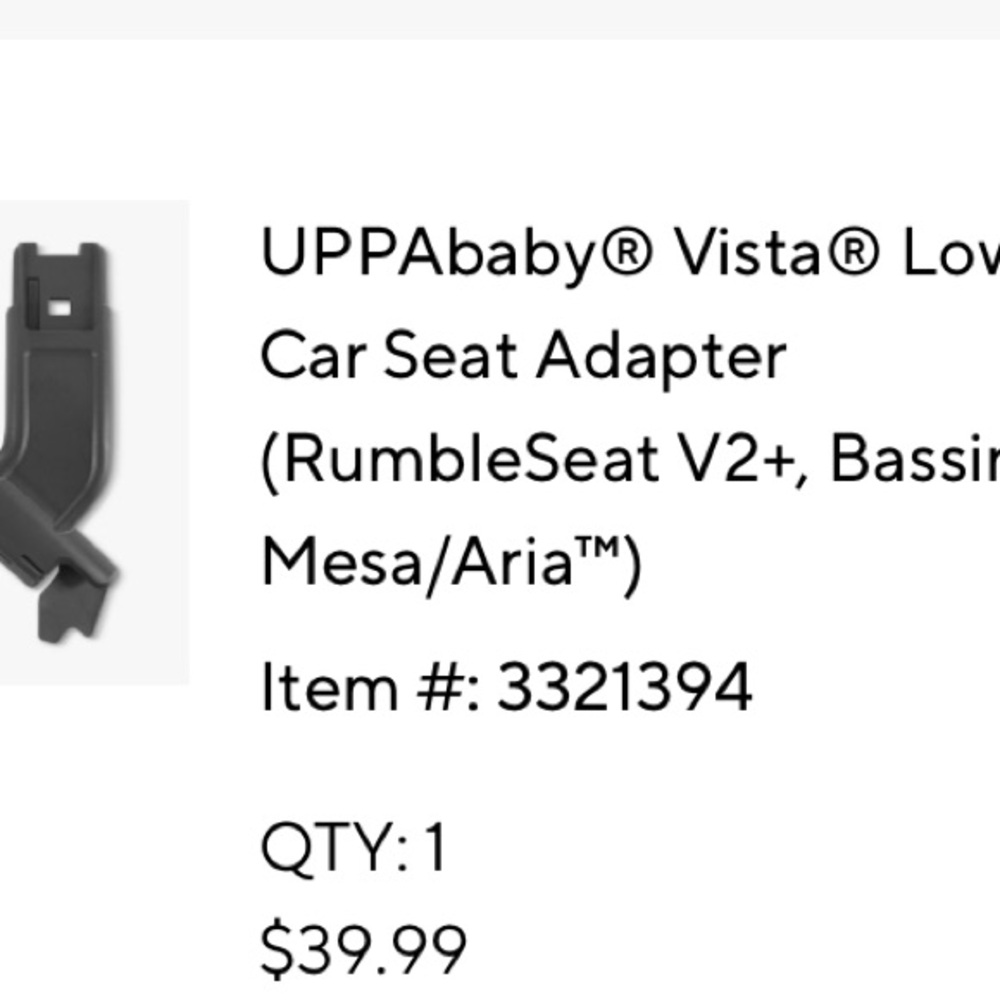UPPAbaby Vista Car Seat Adapter - Black
